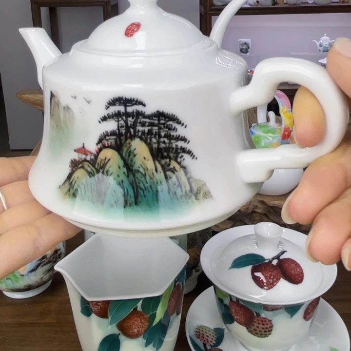 杯微瑕单壶手绘釉下彩