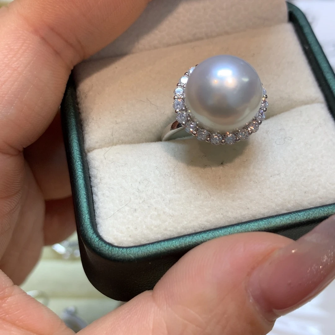 海水珍珠戒指银S925镶嵌