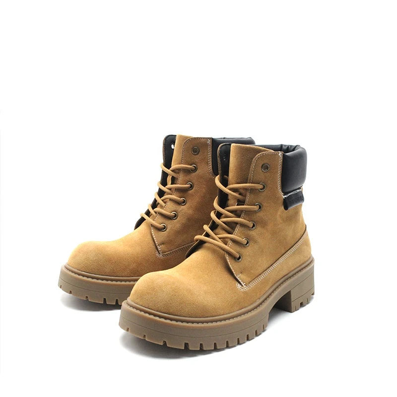 秋冬季新款户外登山靴厚底增高大黄靴男款马丁靴百搭工装靴皮靴