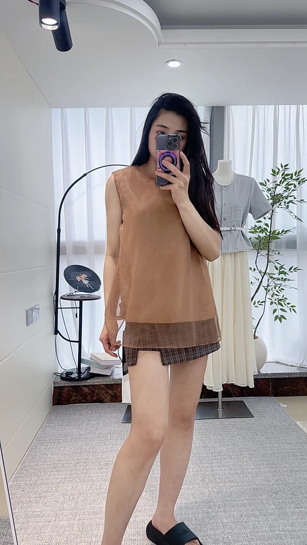 格子A字裙显瘦短裙