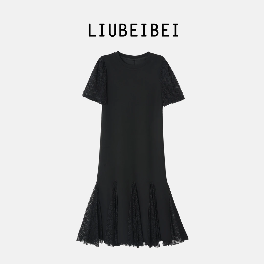 LIUBEIBEI【羽重飞飘】气质感重工拼接夏季连衣裙8810