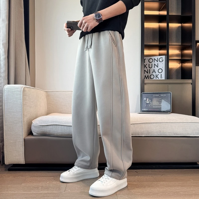 男士卫裤秋冬季2025新款爆款休闲裤子男款潮流百搭宽松直筒弯刀裤