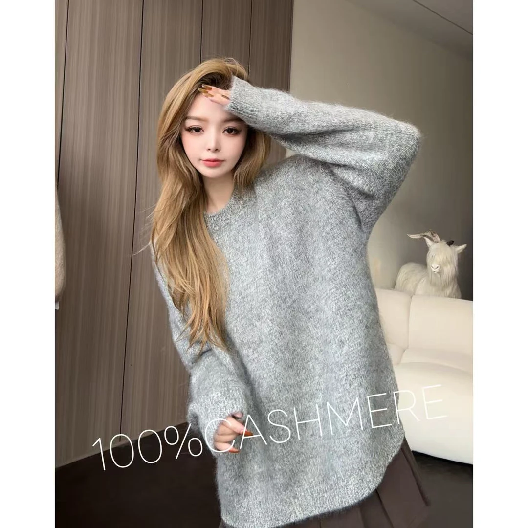 【男女同款】252608秋冬拉绒款海豚背色圆领羊绒衫慵懒时尚款