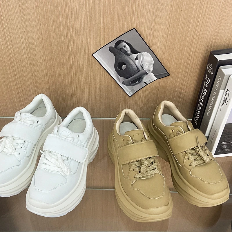 【KOBO】D2607-27欧货新款白色魔术贴厚底老爹鞋时尚休闲