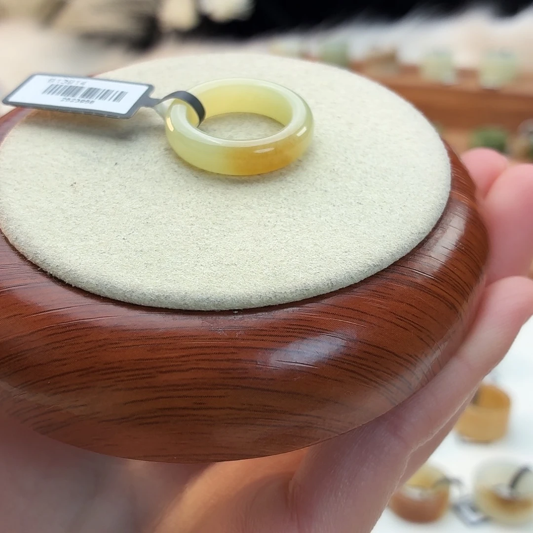 和田玉未镶嵌戒指冰黄飘糖轮胎17.65mmj16