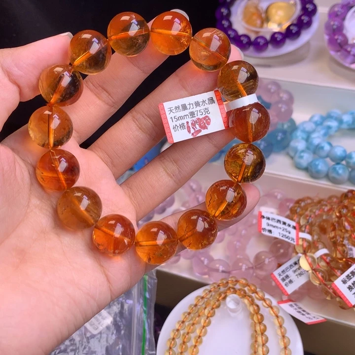 水晶手链未镶嵌暴力黄黄水晶15+