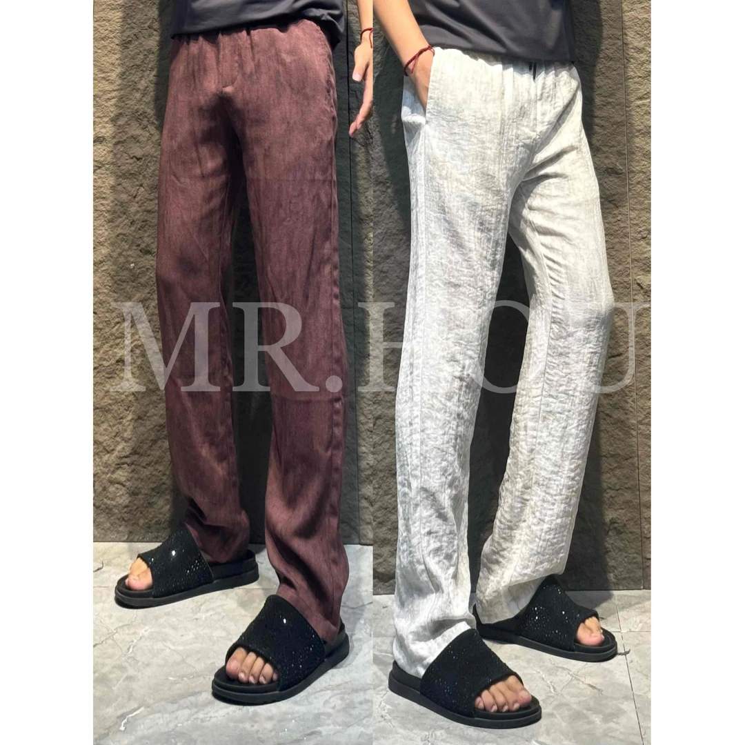 【ZG】25057"扎染工艺"莱赛尔天丝亚麻混纺百搭微阔休闲裤
