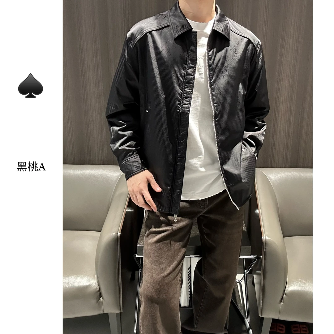 132 费雷黑桃A/25秋冬新款男士高密锦纶面料翻领棉衣夹克外套
