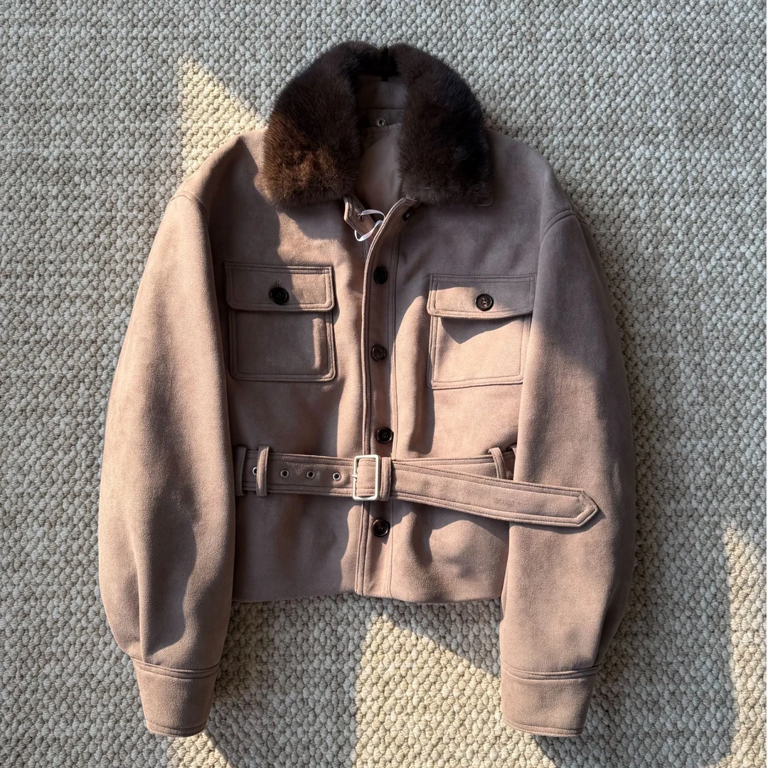 RDHM秋冬水貂毛领90白鹅绒可脱卸内胆极简风羽绒外套25918-1