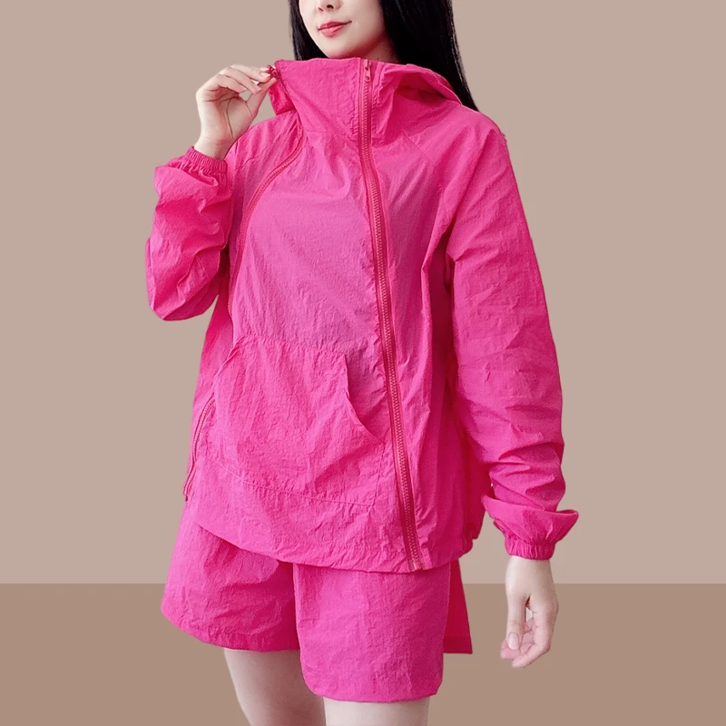 女士休闲运动套装2025夏季新款防晒衣短裤时尚两件套爆款宽松百搭