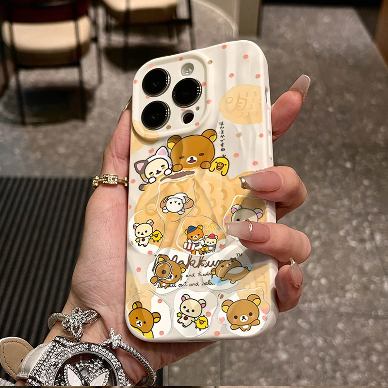 鲷鱼烧轻松熊适用iphone16苹果17pro手机壳14plus褶皱14磨砂12/13