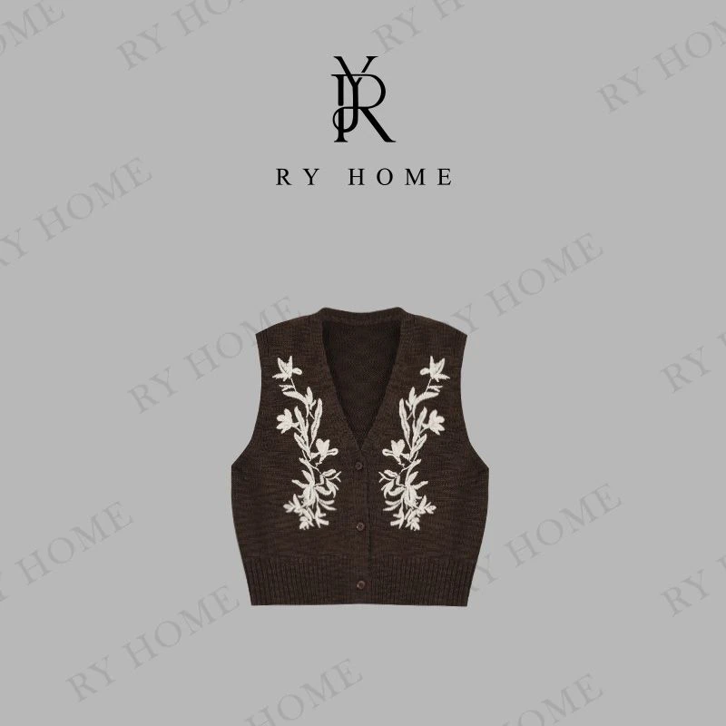 【容雨RYHOME】秋季新款绣花开门襟马甲253MJ1590