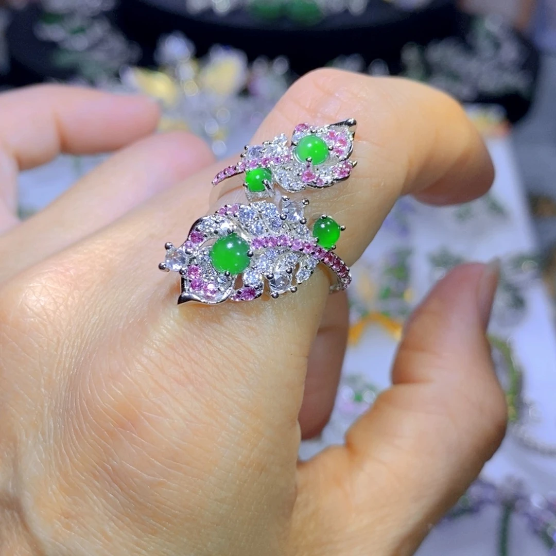 翡翠颈饰银S925镶嵌天然翡翠