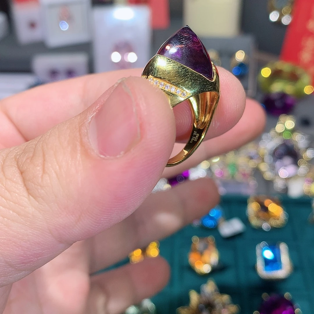 水晶戒指银S925镶嵌戒指