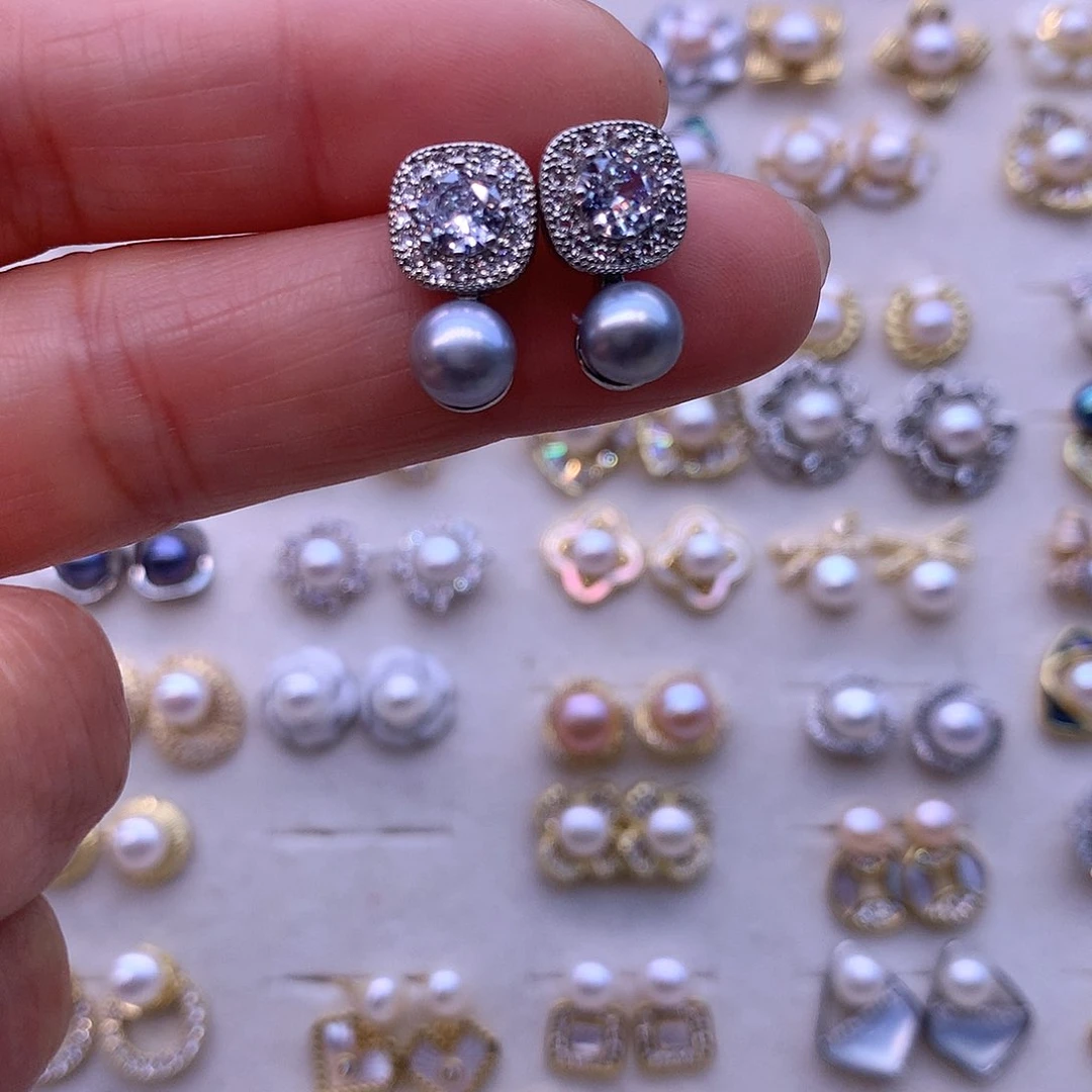 淡水珍珠耳饰合金