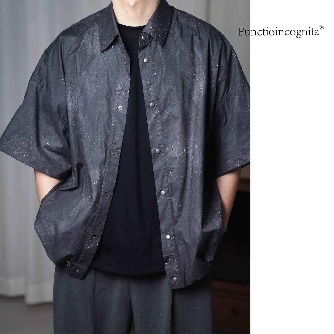 【泼墨扎染短袖外套】点染星空感 夏季短袖衬衫外套