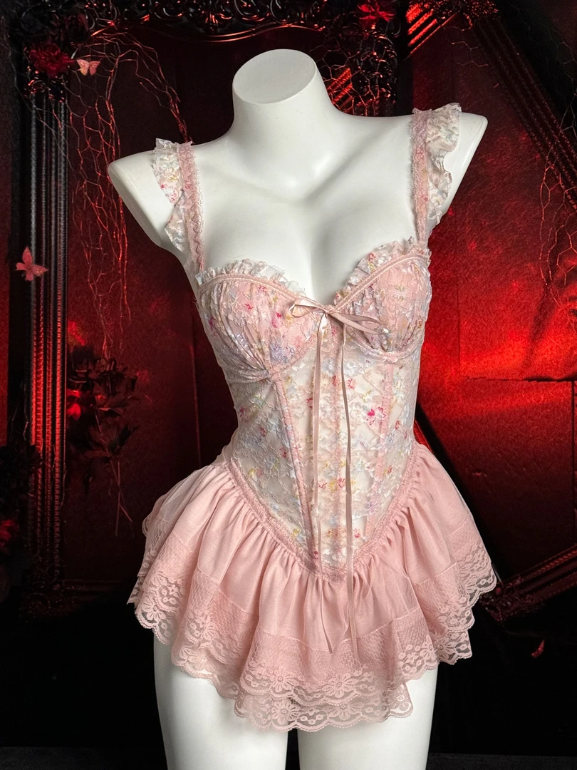 蕾丝睡裙薄款连体吊带性感轻奢风法式睡衣夏季情侣性感睡衣战袍