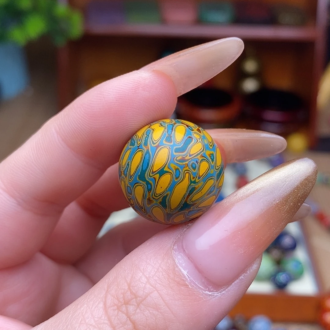 大漆珠20mm犀皮纹精品单颗