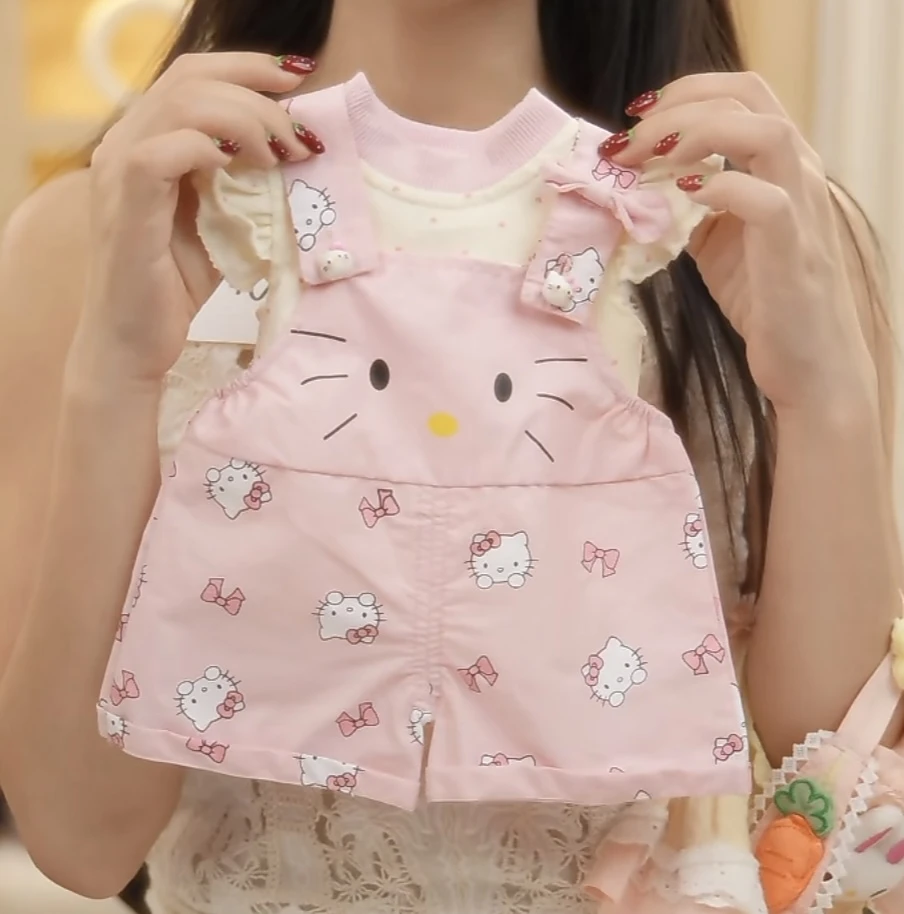 新款女童套装夏季2025儿童洋气时髦女宝宝夏装KT猫背带裤