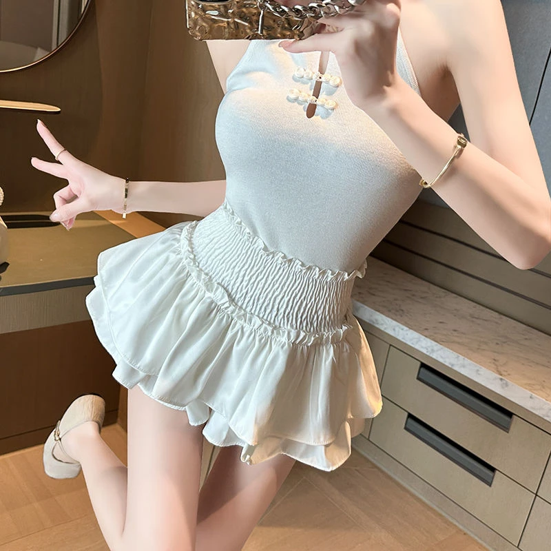 原版做法~松紧腰蓬蓬蛋糕半身裙女荷叶边短裙防走光裙裤