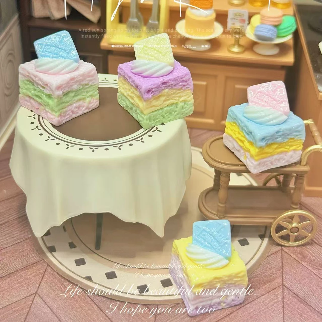 小雨定制【彩色蛋糕】仿真食玩diy树脂配件迷你玩具配