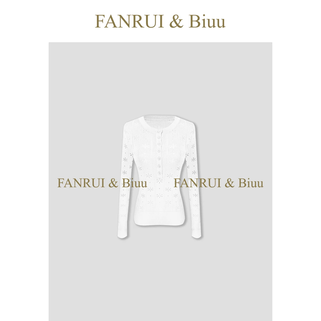FANRUI/泛芮「霜华曼影」100莱赛尔天丝暗花纹洋气秋款针织衫B17586