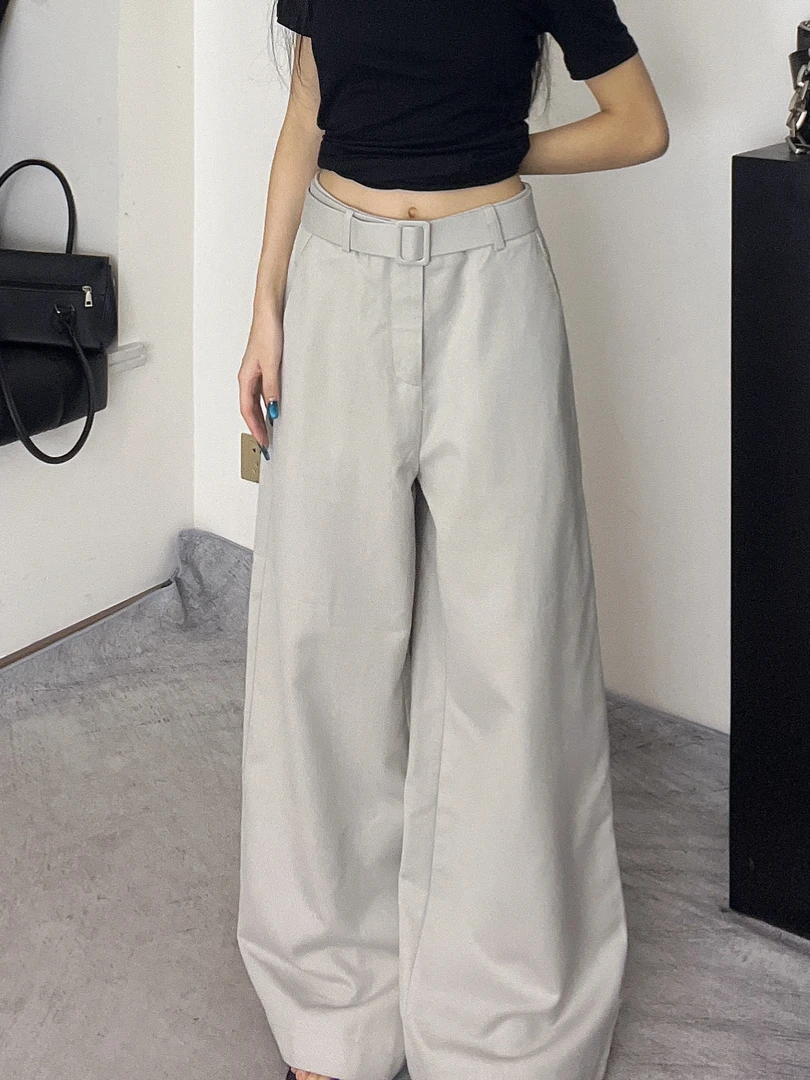 高腰宽松直筒裤显瘦百搭休闲设计感长裤女春夏