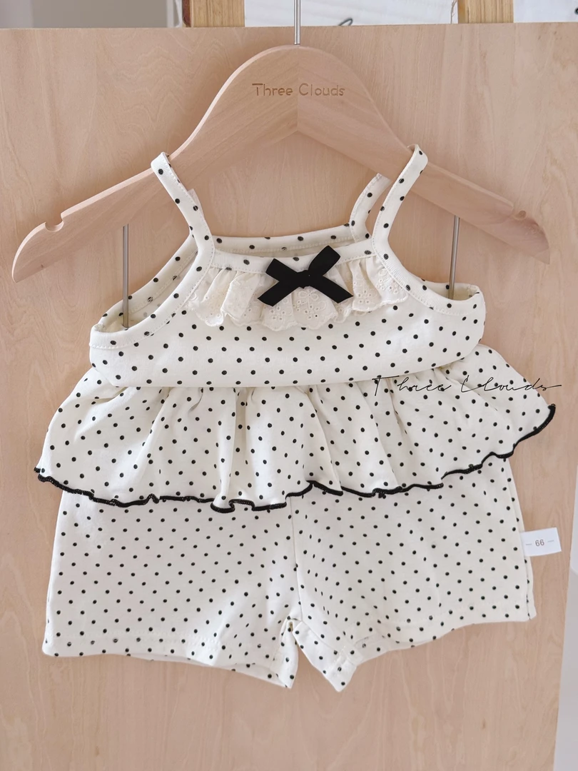 三小朵2623【小珍珠】夏季婴幼儿女宝宝可爱蓝色格子上衣+短裤