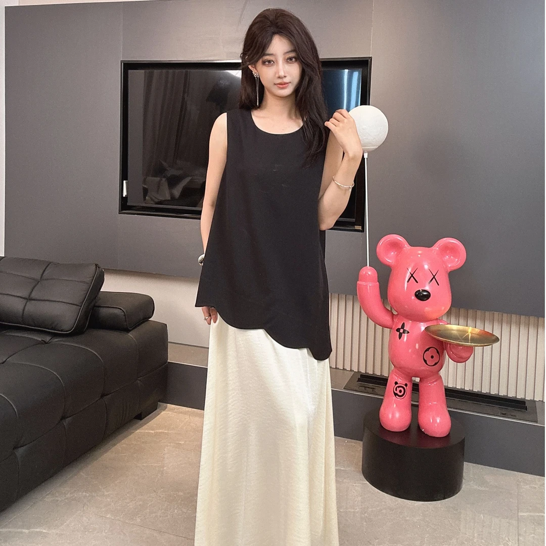 夏季时尚气质宽松假两件无袖连衣裙25LCK6007