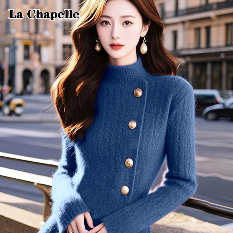 拉夏贝尔高领加厚打底保暖毛衣女秋冬气质软糯显瘦轻熟针织衫上衣