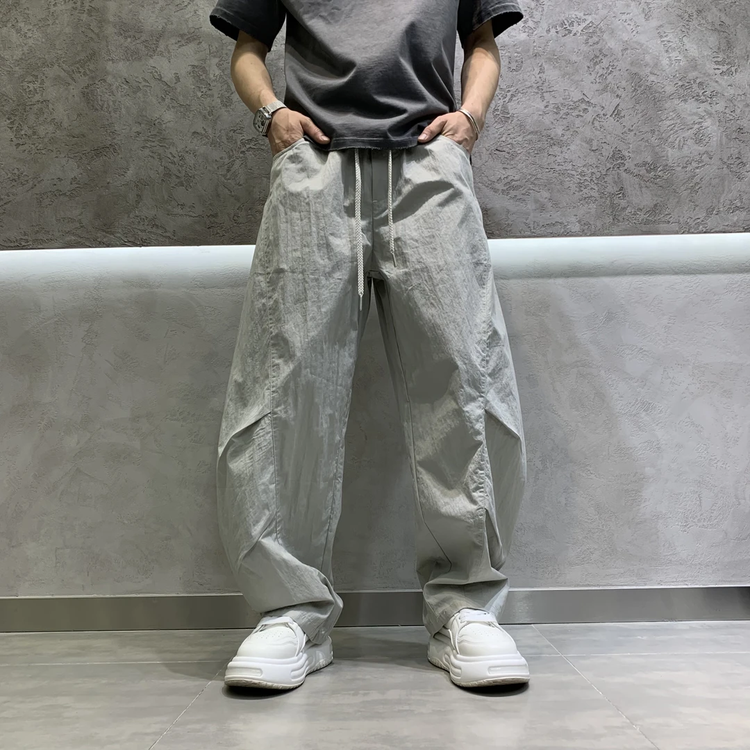 夏季新款美式街头风薄款男士户外软壳弯刀裤潮流宽松直筒百搭裤子