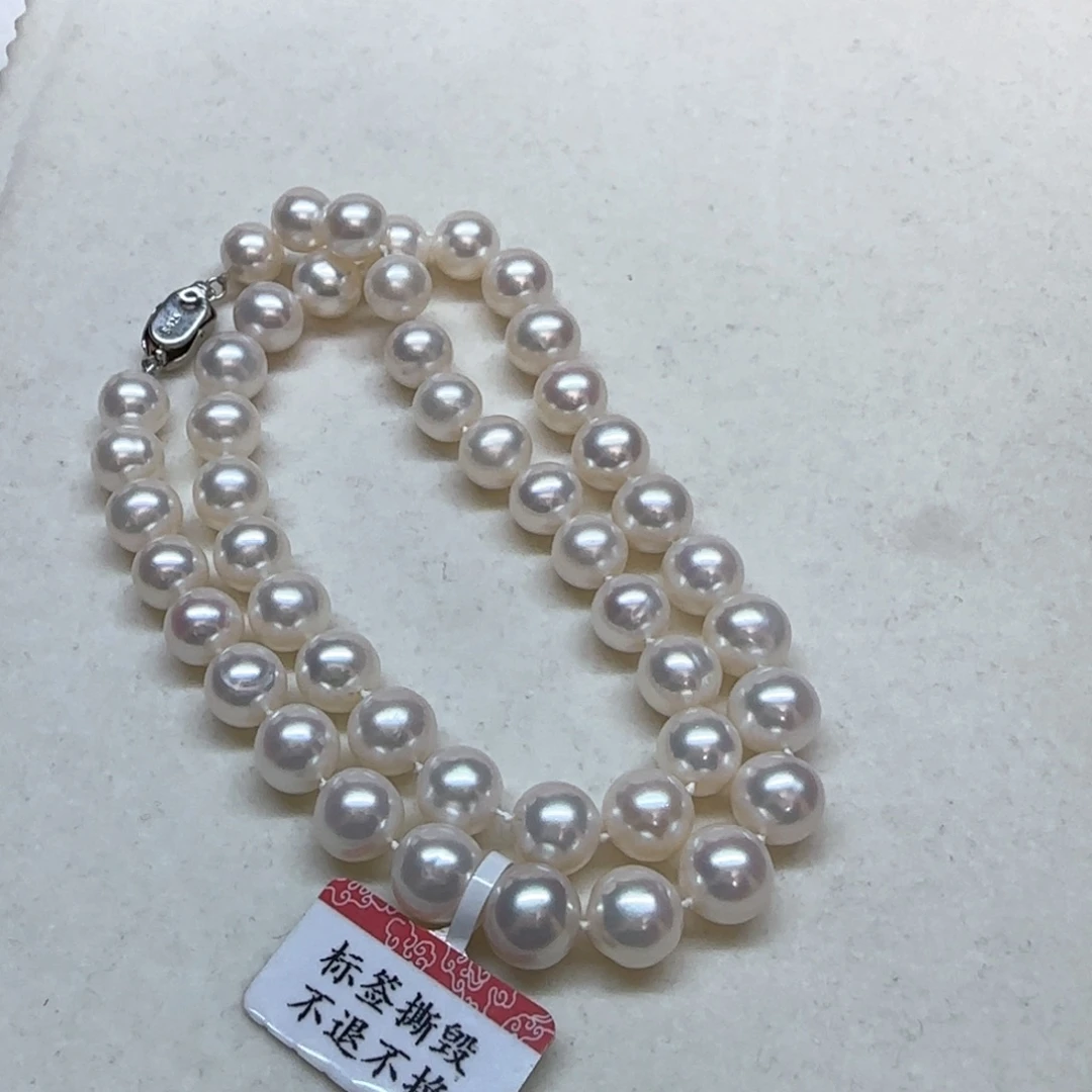 淡水珍珠项链银S925镶嵌8-9