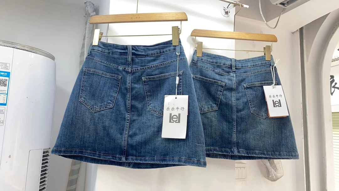 771复古高腰显瘦夏季辣妹小个子A字包臀牛仔半身裙