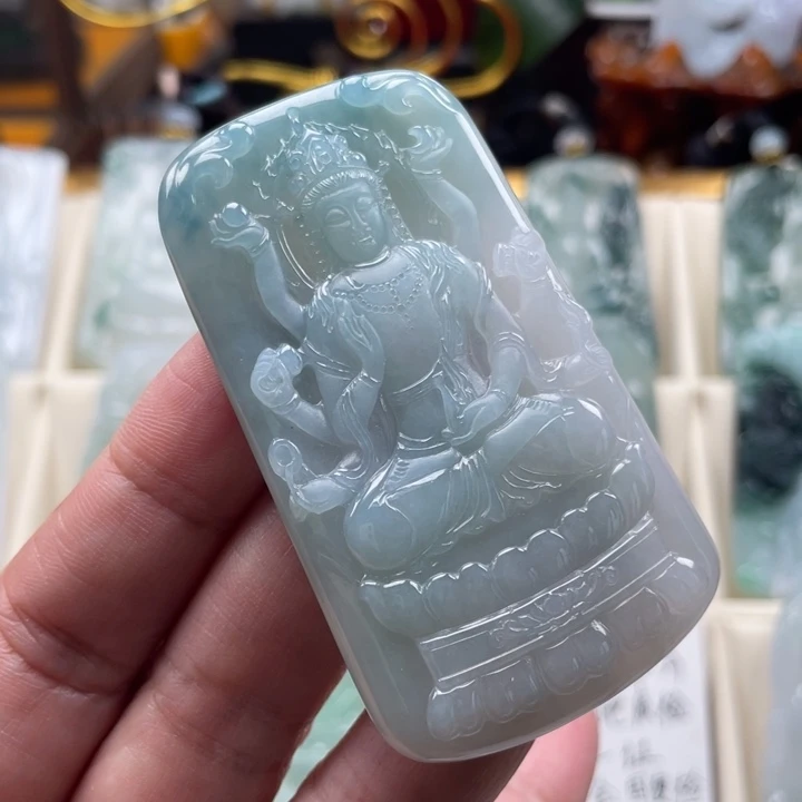 翡翠未镶嵌挂件千手观音