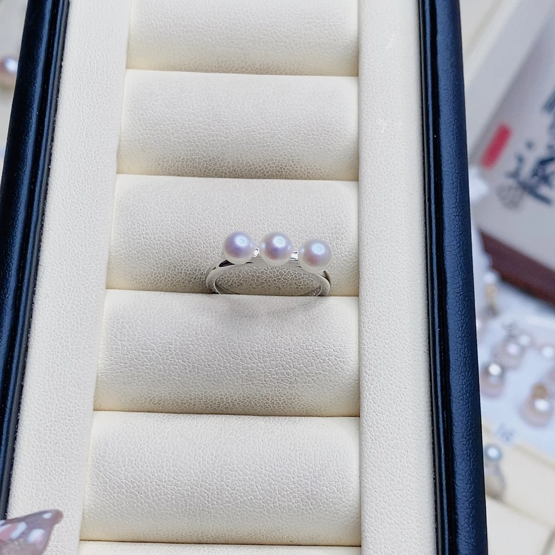 淡水珍珠戒指银S925镶嵌小**