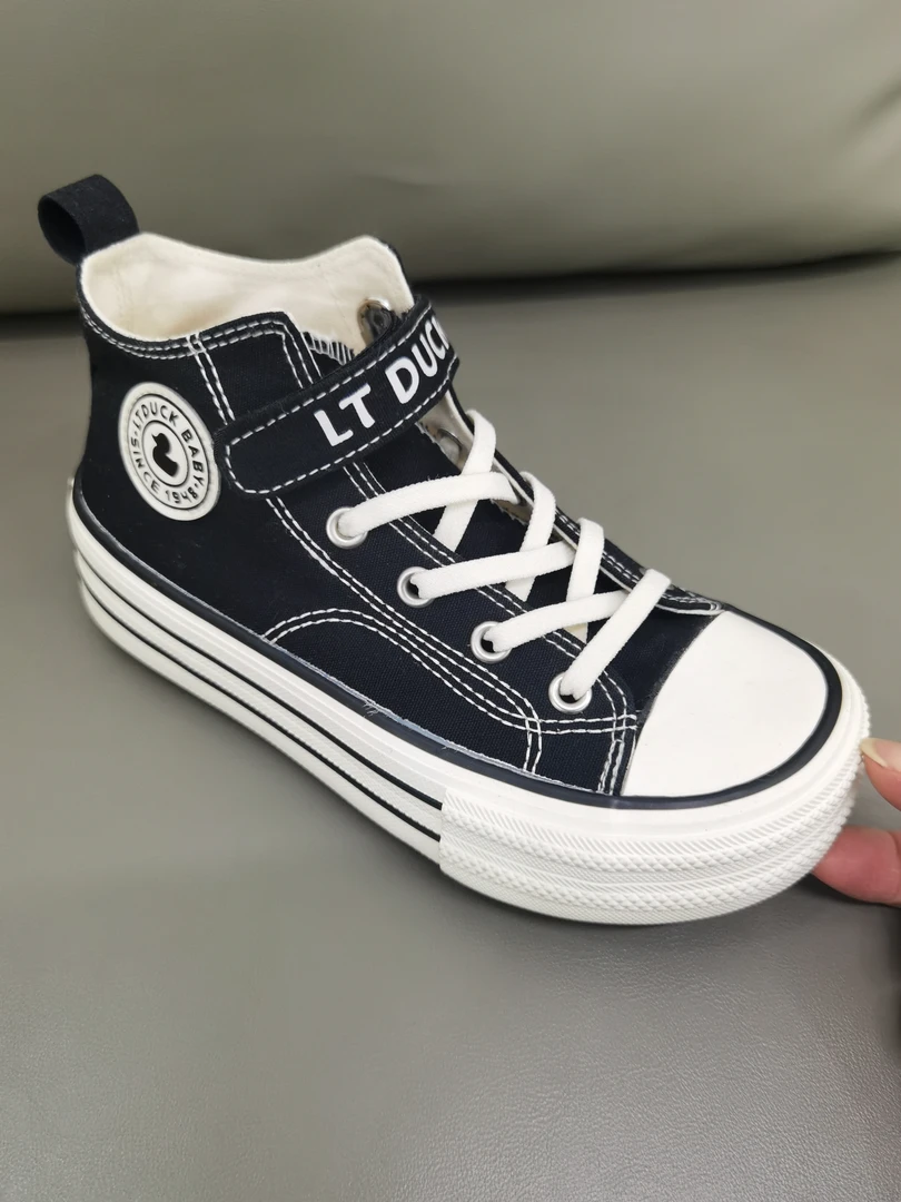 小黄鸭童鞋男童儿童帆布鞋女童休闲鞋小白鞋高帮板鞋2025春秋新款