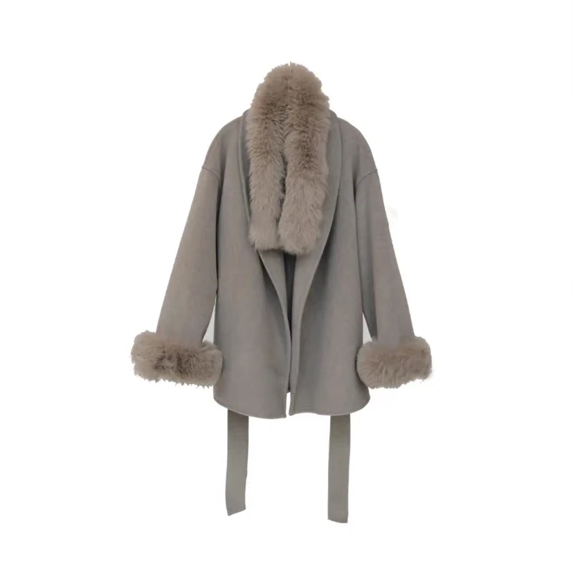 【金·汐】秋冬设计款宽松百搭气质双层中长款大衣