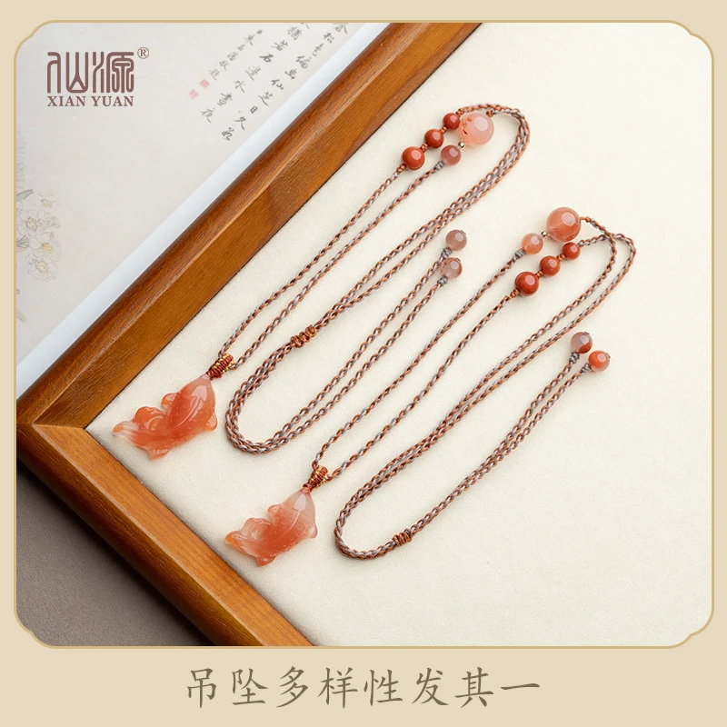 【18k】冰飘南红鲤鱼南红圆珠手编绳原创国风项链（多样性发其一）