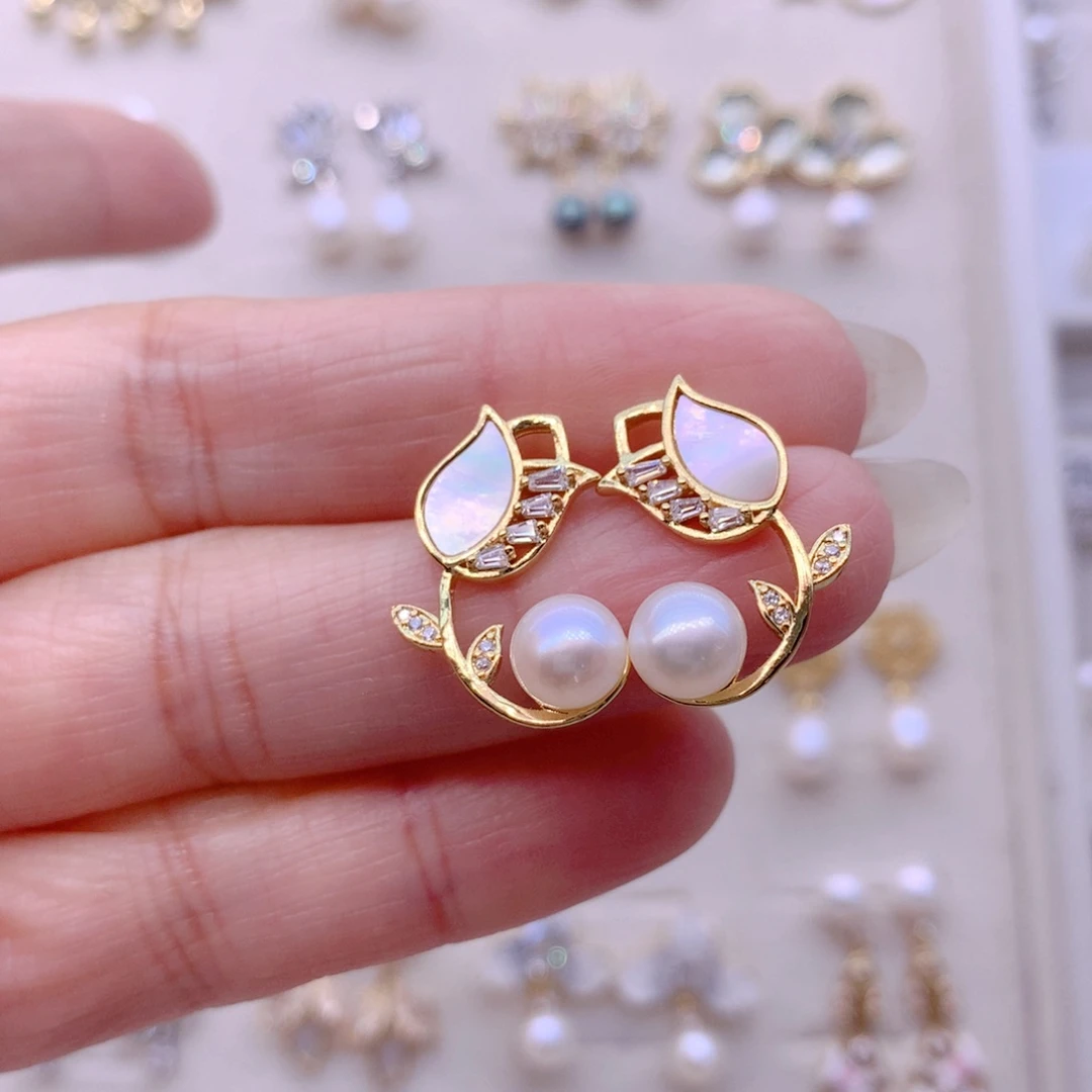 淡水珍珠耳饰合金