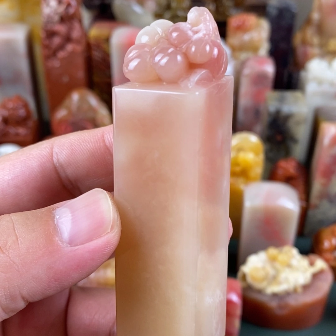 巴林石印石巴林石粉冻手工雕钮章