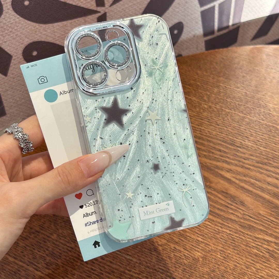 墨点星星自带镜头膜适用苹果iPhone16pro华为防摔手机壳荣耀小米