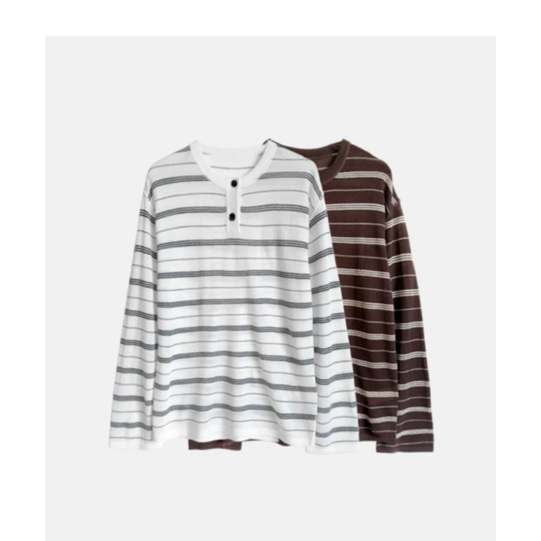 【条纹邂逅】纯原高支高密进口超细美丽诺轻量保暖MC亨利领条纹衫