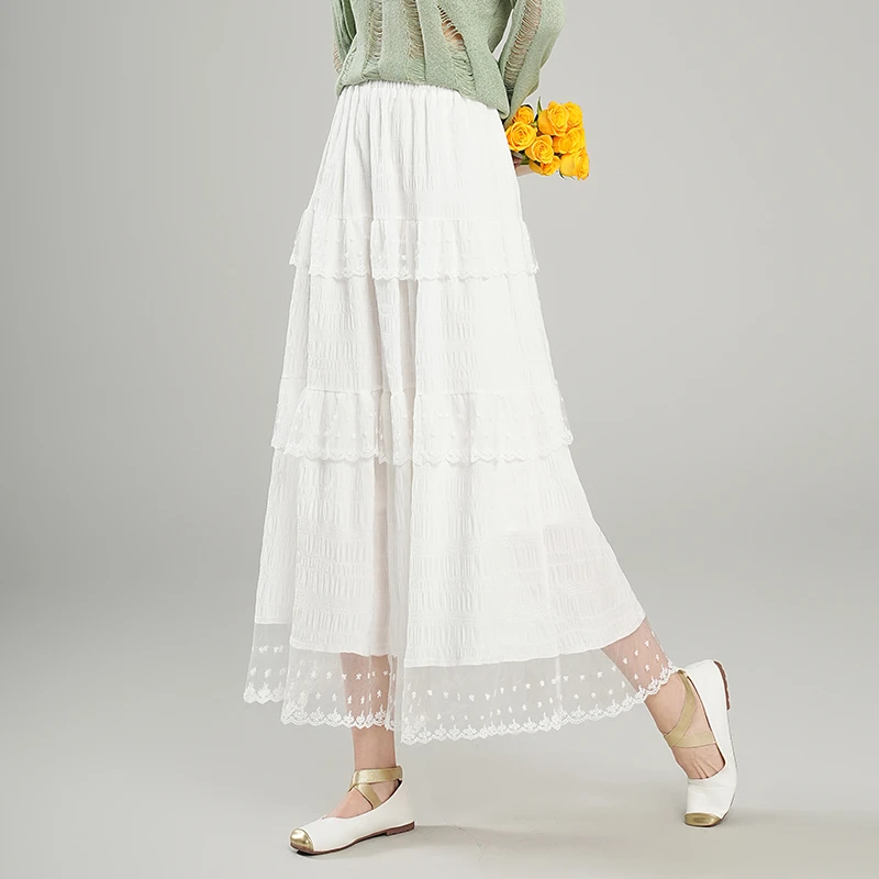 松紧高腰显瘦百搭拼接半身裙2025春季新款韩版时尚洋气减龄A字裙