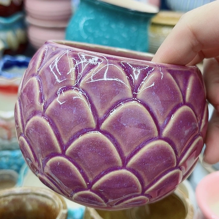 多肉绿植陶瓷花盆9.9包邮，有孔