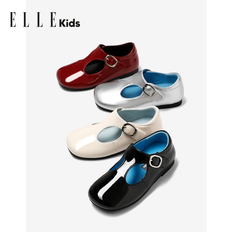 ELLEKIDS童鞋女童皮鞋魔术贴儿童单鞋软底春季新款公主鞋子小孩