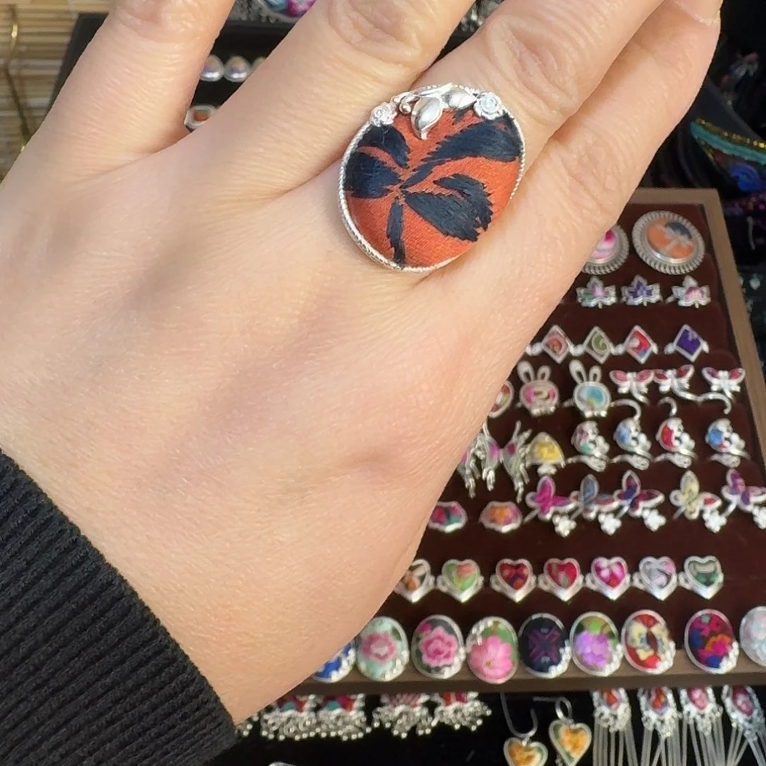 织绣放民族风刺绣戒指