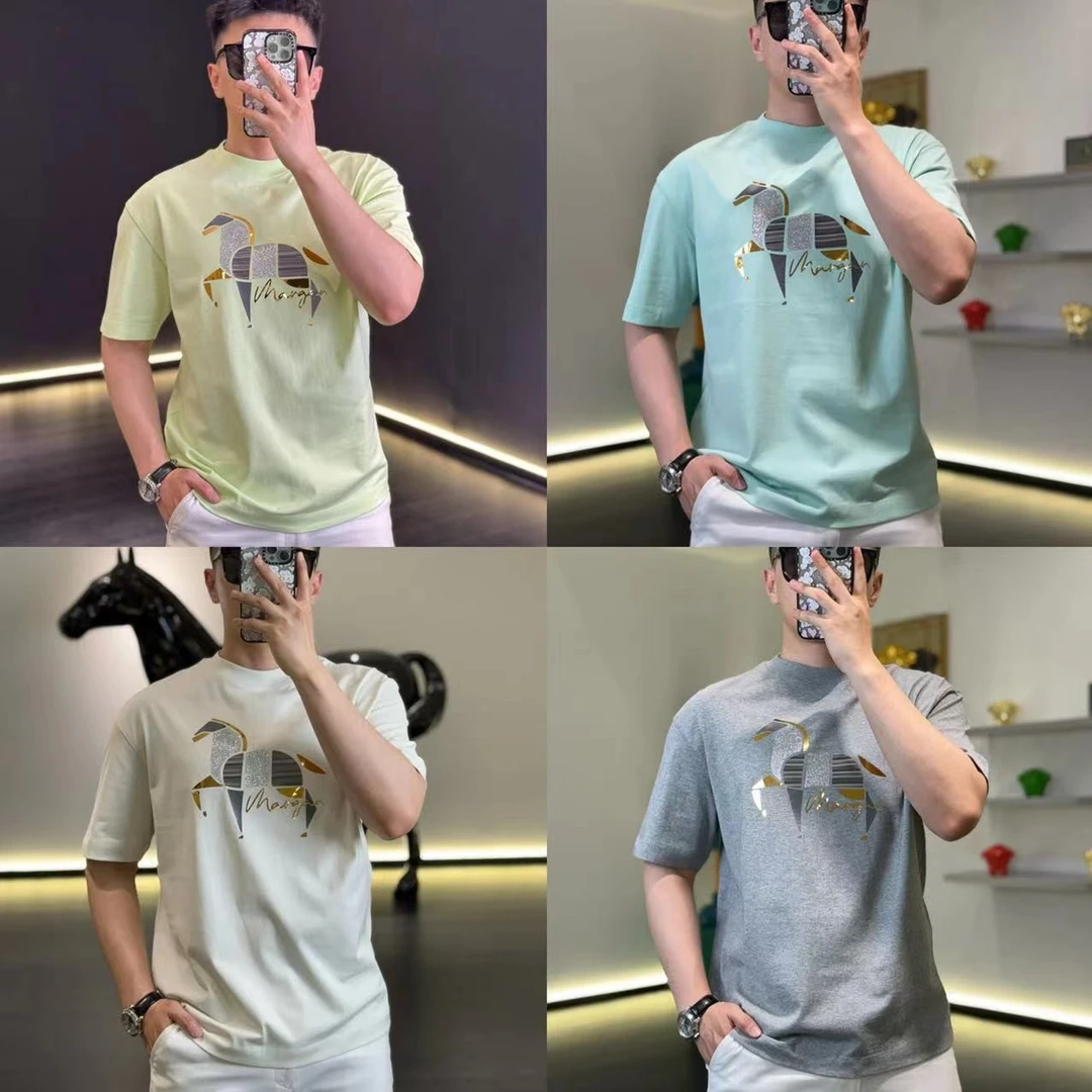 古帝特尼-春夏新款可机洗棉质男士休闲宽松版印花圆领短袖LK-9001