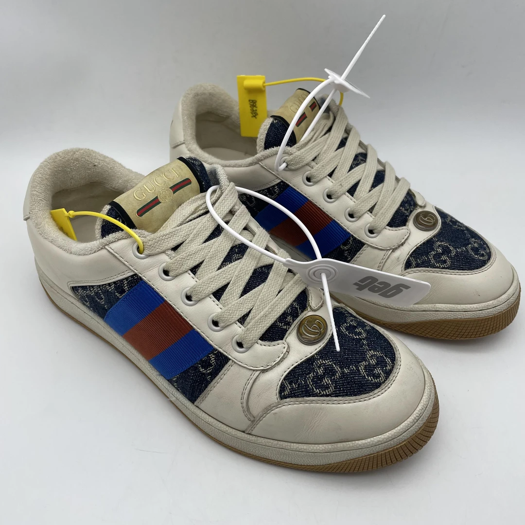 95新 GUCCI/古驰 二手 蓝色老花拼接休闲时尚脏脏鞋/41.5/39欧码