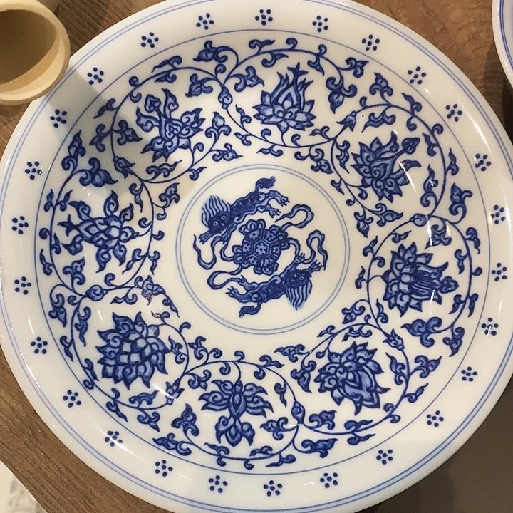 摆件陶壶承餐具盘子青花