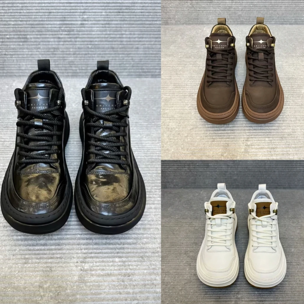 加绒保暖圆头防滑真皮软底舒适百搭商务休闲皮鞋男鞋秋冬